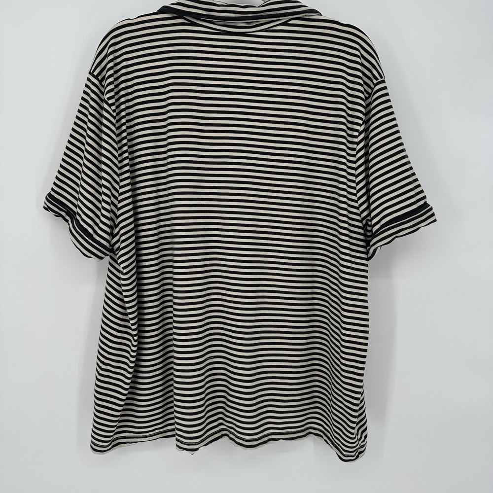Hanna Andersson Women's Black and Cream Striped Short Sleeve Pajama Shirt In XXL - Picture 3 of 8